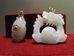 14KT GREEN JADE DRAGON  PENDANT