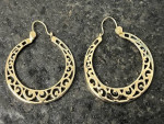 Beautiful 14K Solid Gold Filigree Hoop Style Earrings
