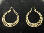 Beautiful 14K Solid Gold Filigree Hoop Style Earrings