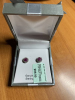 NEW! Ruby and white sapphire earrings in sterling silver