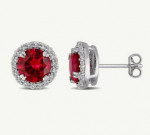 NEW! Ruby and white sapphire earrings in sterling silver