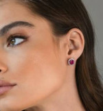 NEW! Ruby and white sapphire earrings in sterling silver