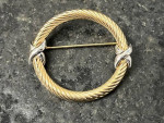 Beautiful 14K Gold Rope Lariat Western Style Brooch