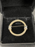 Beautiful 14K Gold Rope Lariat Western Style Brooch
