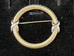 Beautiful 14K Gold Rope Lariat Western Style Brooch