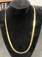 Large 6mm Wide 14K Gold Herringbone Necklace - WOW!