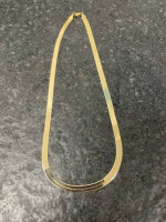 Large 6mm Wide 14K Gold Herringbone Necklace - WOW!