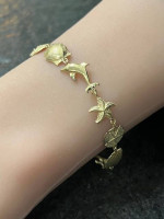 Beautiful, Unique 14K Gold Sea Shells, Star Fish and Dolphins Bracelet