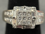 Beautiful 14K White Gold and Genuine Diamond ring size 4 re-sizable