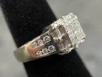 Beautiful 14K White Gold and Genuine Diamond ring size 4 re-sizable
