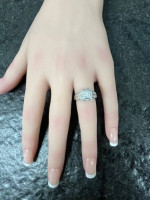 Beautiful 14K White Gold and Genuine Diamond ring size 4 re-sizable