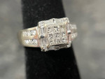 Beautiful 14K White Gold and Genuine Diamond ring size 4 re-sizable