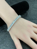 Beautiful Sterling Silver & 9.66 ct Natural Aquamarine Bangle Bracelet