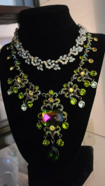 1 Austrian Crystal Stmt./Bib Necklace, 1 Vtg./Signed Coro Choker & 1 Velvet Bust