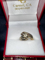 Ribbon Ring with Thick 14 kt. Band Inlaid with Diamonds.