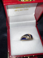 Lady's Blue Lapis Lazule & Diamond Ring