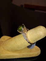 Peridot and Diamond Ring 14 kt. Gold Size 6.5