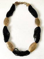 Chico’s Multi Strand Seed Bead and Brass Necklace