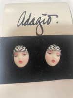Drama Face Hand Painted Porcelain Stud Earrings