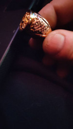 Men's red goldplated "horseman" ring