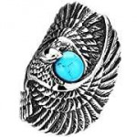 Turquoise Eagle Biker Ring, Size 12