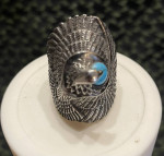 Turquoise Eagle Biker Ring, Size 12