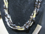 18" Three Strand Smokey Quartz and Citrine Necklace with .925 Clasp