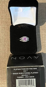 Platinum Pink Stone Ring-Size 7