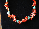 Chunky Coral, Turquoise necklace  19 inch