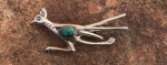 NAVAJO FJ Felix Joe Sterling Silver Brooch Pin Turquoise Roadrunner
