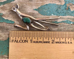 NAVAJO FJ Felix Joe Sterling Silver Brooch Pin Turquoise Roadrunner