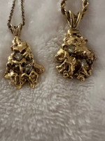 18K Gold Pendants With Diamonds And 14K Gold Chain