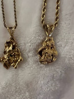 18K Gold Pendants With Diamonds And 14K Gold Chain