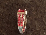 Dark pink crystal stainless steel ring size 5