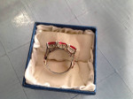 Dark pink crystal stainless steel ring size 5