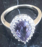 Sterling Silver synthetic purple stone Ring Size 6