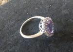 Sterling Silver synthetic purple stone Ring Size 6
