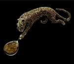 Alexis Bittar Siyabona Panther Smoky Quartz Brooch Pin Animal Gunmetal