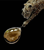 Alexis Bittar Siyabona Panther Smoky Quartz Brooch Pin Animal Gunmetal