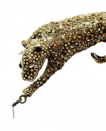 Alexis Bittar Siyabona Panther Smoky Quartz Brooch Pin Animal Gunmetal