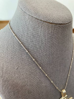 Purple Amethyst Cross Necklace Pendant and Silver Knotted Chain