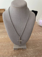 Stainless Steel Baseball Bats Cross Pendant Necklace with 10" chain