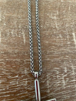 Stainless Steel Baseball Bats Cross Pendant Necklace with 10" chain