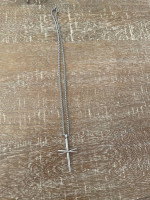 Stainless Steel Baseball Bats Cross Pendant Necklace with 10" chain