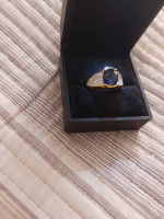 MEN'S STERLING SILVER 3CT SYNTHETIC "CEYON BLUE SAPPHIRE RING