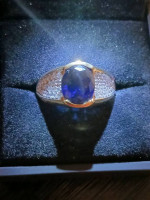 MEN'S STERLING SILVER 3CT SYNTHETIC "CEYON BLUE SAPPHIRE RING