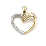 14K Solid Yellow Gold Diammond Heart Pendant
