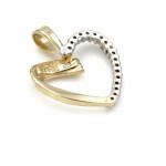 14K Solid Yellow Gold Diammond Heart Pendant