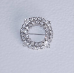 Wreath Pin Sterling Silver Crystal Brooch