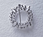 Wreath Pin Sterling Silver Crystal Brooch